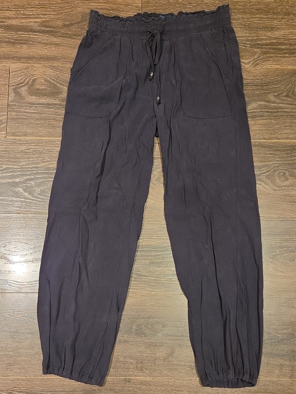 ❤️ DEMOCRACY HIGH RISE RELAXED JOGGER PANTS, NAVY BLUE, SMALL